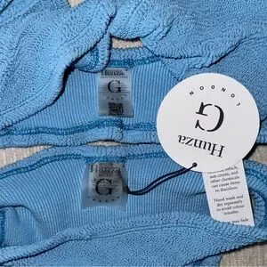 NWT Hunza G Juno Bikini Set Blue Sky Crinkle New Stretchy One Size Swimsuit Cute